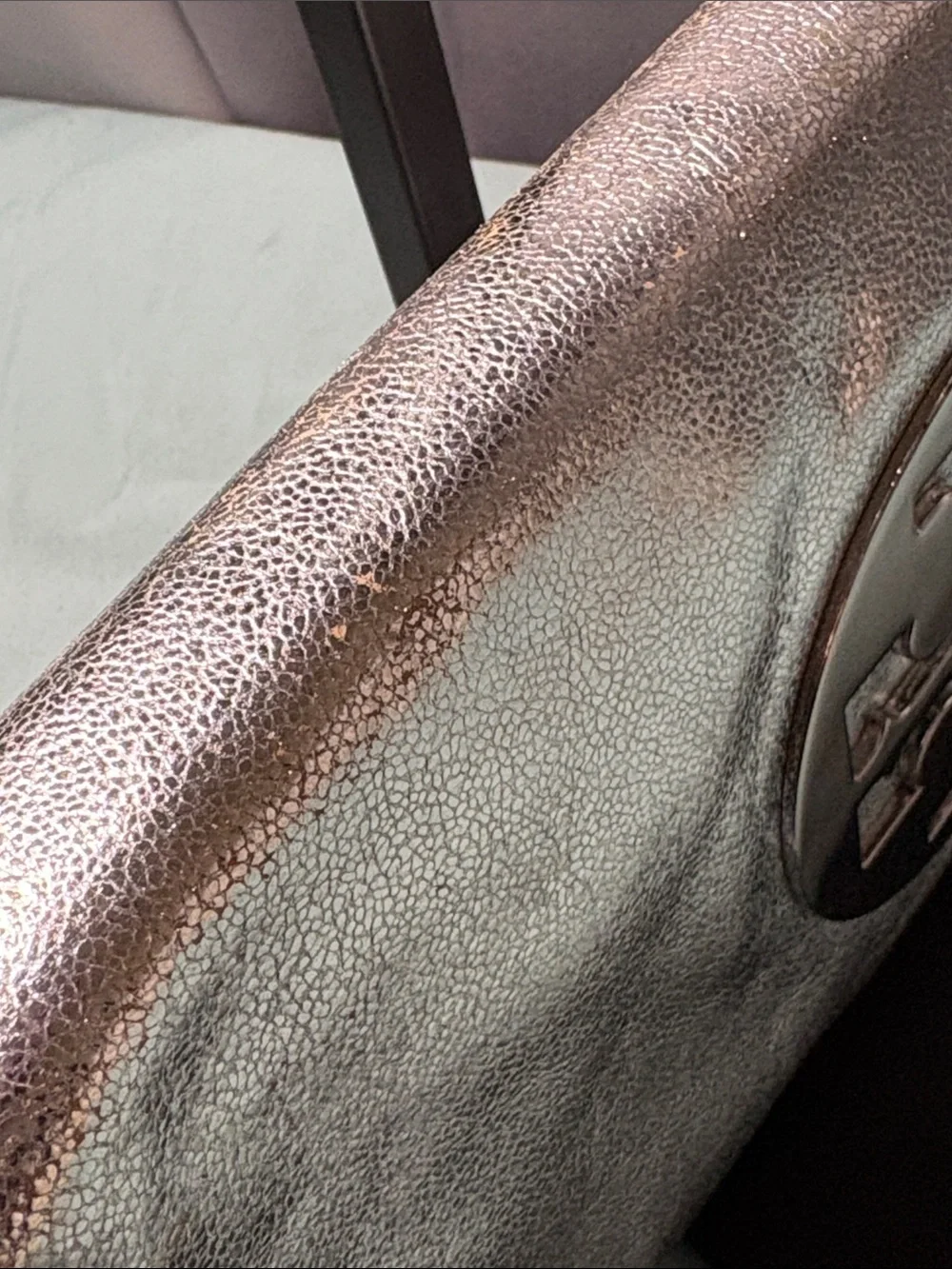 Tory Burch Reva Metallic Silver Crackled Leather Chain Clutch Shoulder Bag